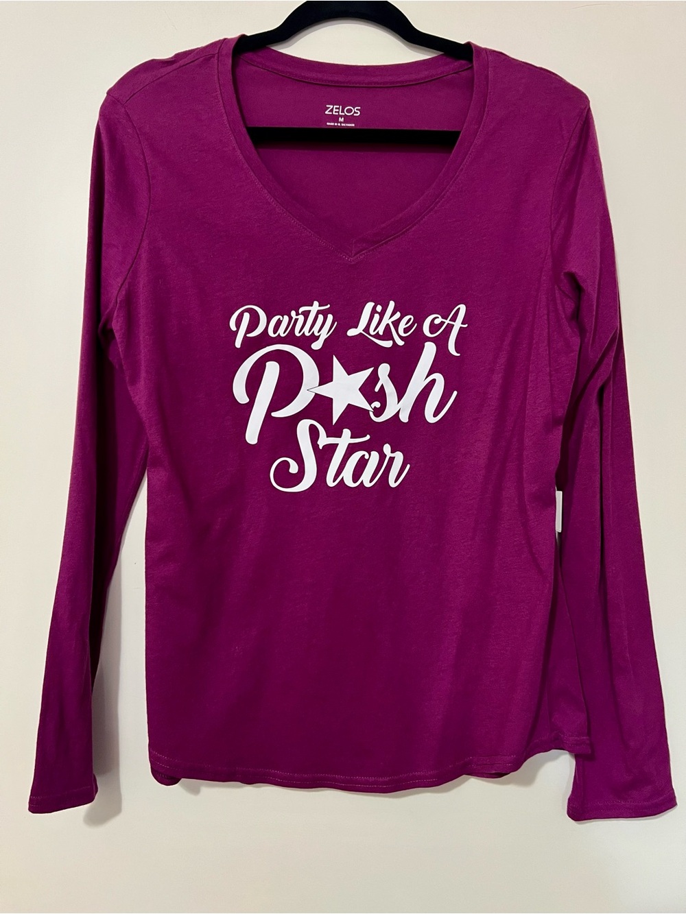 Poshmark Posh Star ZELOS Long Sleeve V-Neck Tee in Poshmark Burgandy
